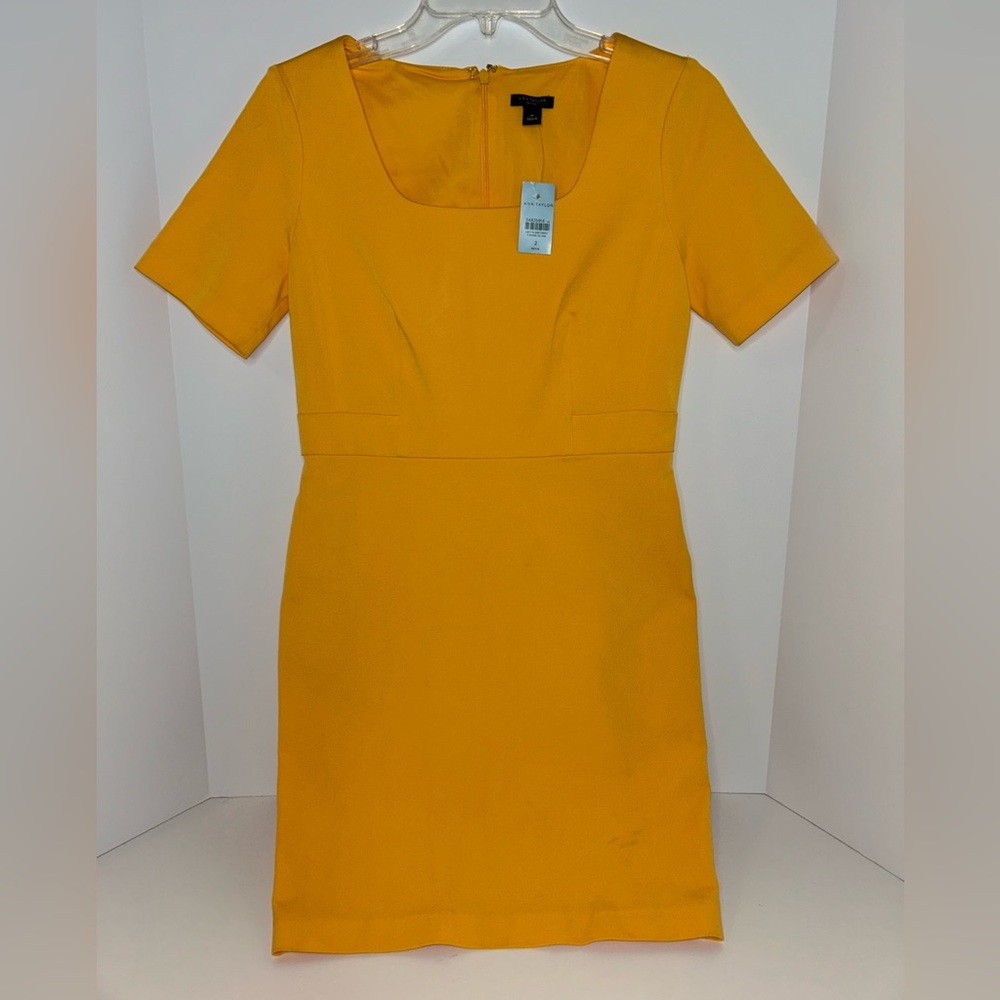 NWT Ann Taylor womens‎ Petite sunflower yellow FULLY LINED sheath dress size 2P